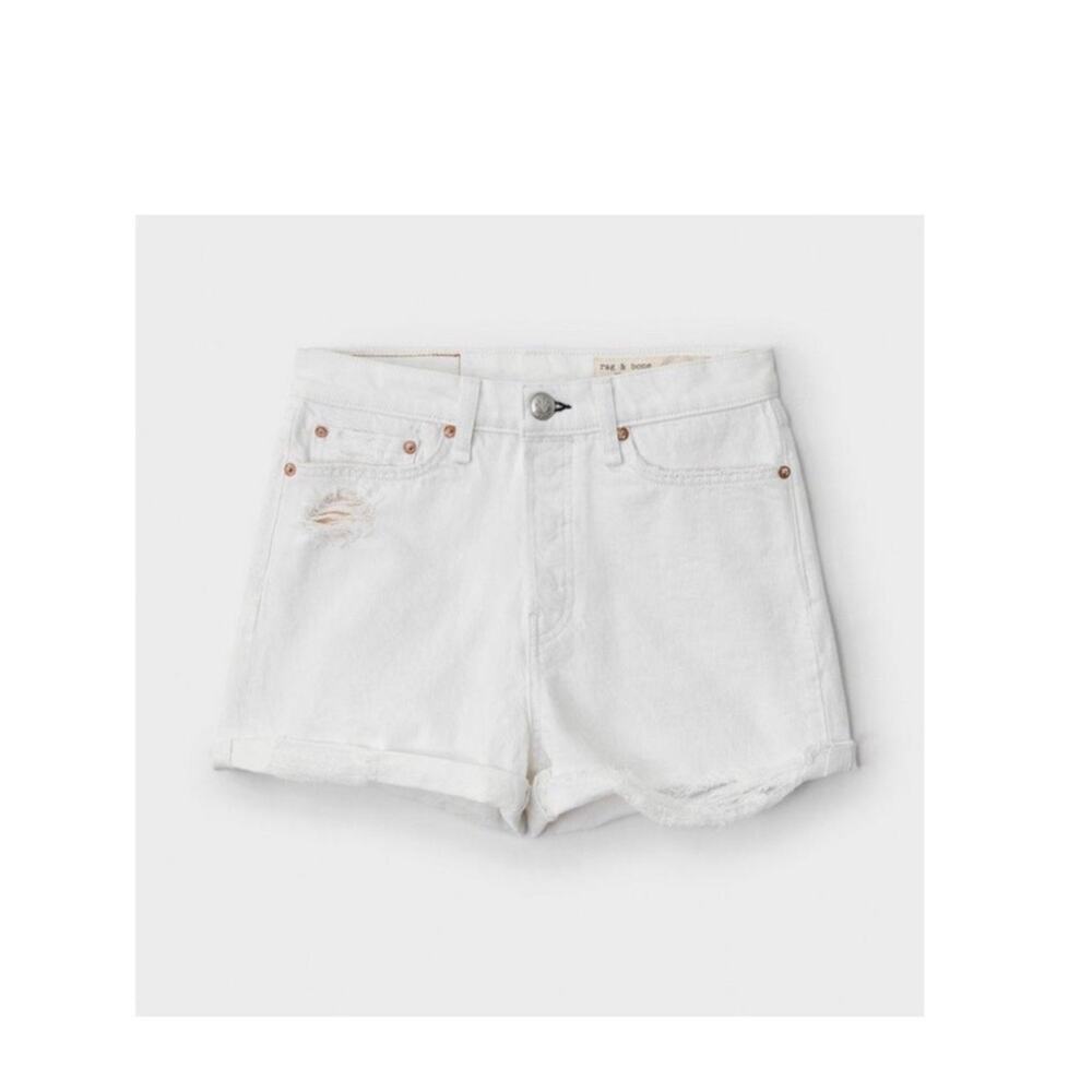 Rag & Bone Maya High Waist Shorts in White. - Picture 6 of 13